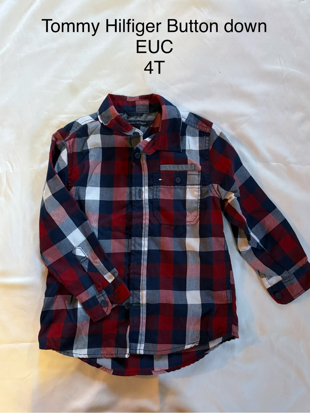 Tommy Hilfiger Red Navy White Plaid Button-Down Shirt